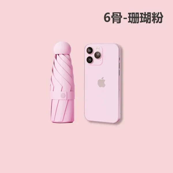 6-Rib Compact Travel Umbrella - 190T Fabric, 230g - Capsule Box Packaging - Image 9