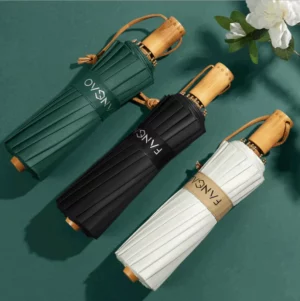 Colored Rubberized Wooden Handle Umbrella - 105cm Diameter (16 Ribs) - Frosted Bag Packaging