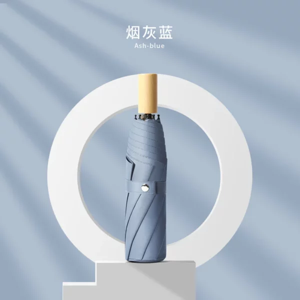Colored Rubberized Wooden Handle Umbrella - 105cm Diameter (16 Ribs) - Frosted Bag Packaging - Image 4