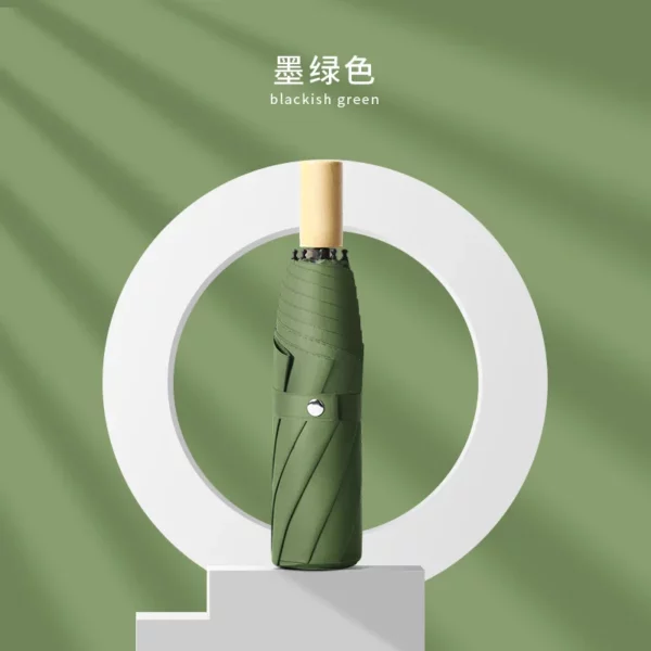 Colored Rubberized Wooden Handle Umbrella - 105cm Diameter (16 Ribs) - Frosted Bag Packaging - Image 5