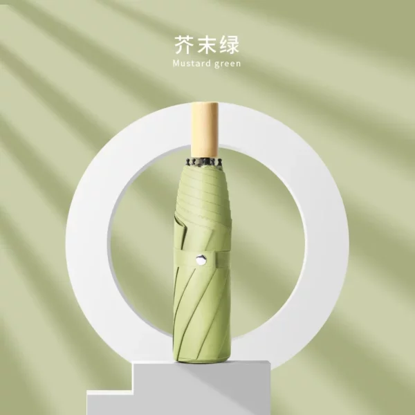 Colored Rubberized Wooden Handle Umbrella - 105cm Diameter (16 Ribs) - Frosted Bag Packaging - Image 6