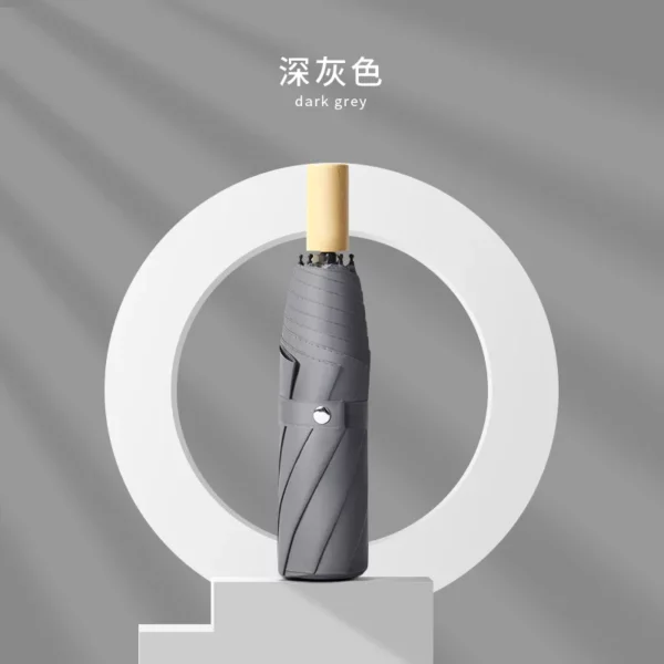Colored Rubberized Wooden Handle Umbrella - 105cm Diameter (16 Ribs) - Frosted Bag Packaging - Image 7