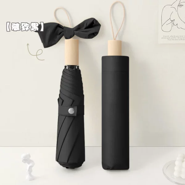 Colored Rubberized Wooden Handle Umbrella - 105cm Diameter (16 Ribs) - Frosted Bag Packaging - Image 8