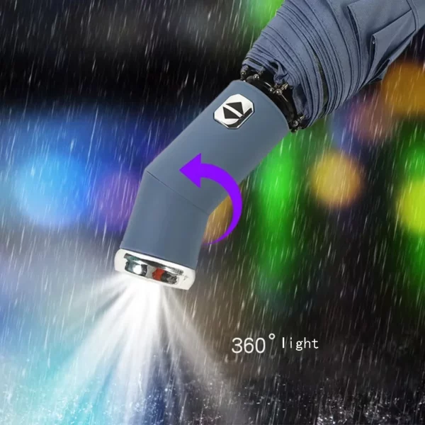 Flashlight Handle 16-Rib Umbrella - 100cm Diameter, 380g - Frosted Bag Packed - Image 6