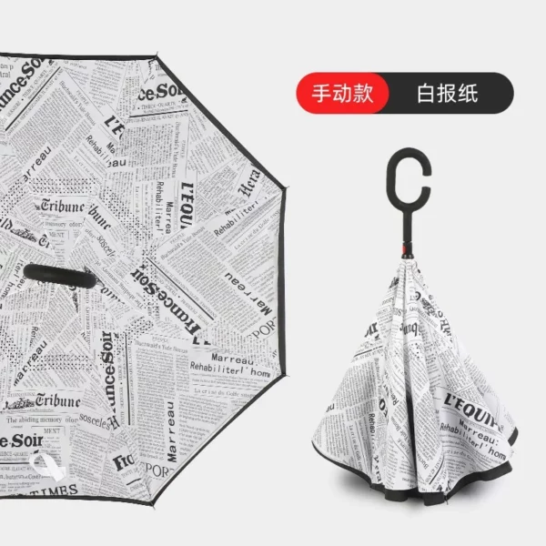 C-Shaped Rubber Handle Umbrella (M-U-06) - 106cm Diameter, 470g - OPP Packaging - Image 4