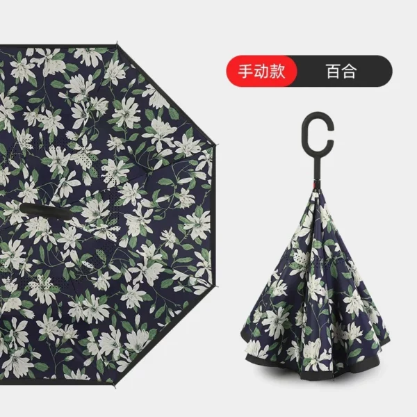 C-Shaped Rubber Handle Umbrella (M-U-06) - 106cm Diameter, 470g - OPP Packaging - Image 5