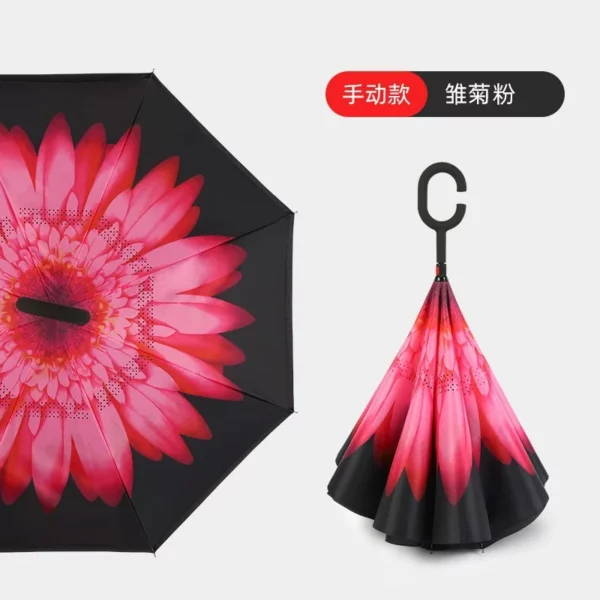 C-Shaped Rubber Handle Umbrella (M-U-06) - 106cm Diameter, 470g - OPP Packaging - Image 7