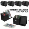 Popular pu leather pen holder with light up logo and wireless charger - Image 4