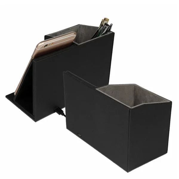 Popular pu leather pen holder with light up logo and wireless charger - Image 6