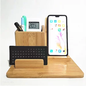 Wood-made wireless charger pen holder