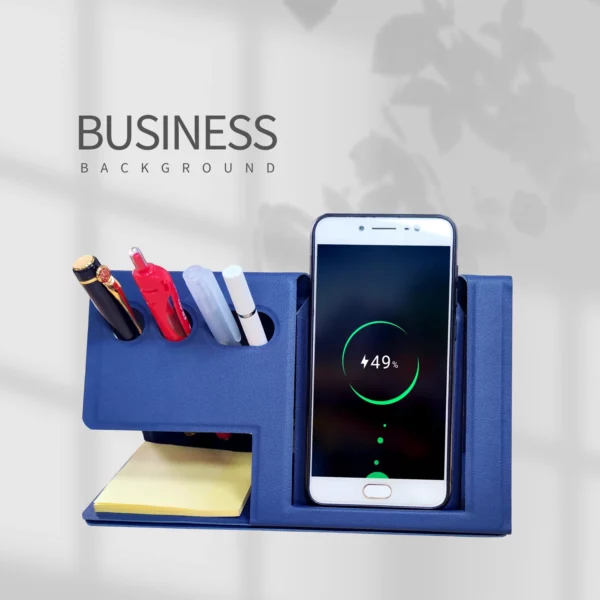 PU leather wireless charger pen holderwith pen slots - Image 3