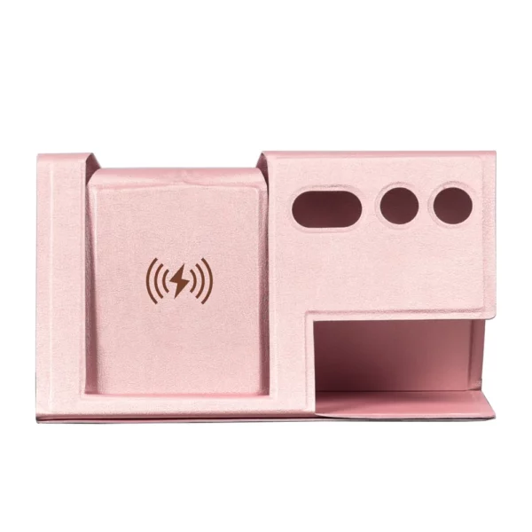 PU leather wireless charger pen holderwith pen slots - Image 4