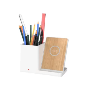 Bamboo + ABS wireless charger pen holder