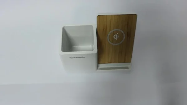 Bamboo + ABS wireless charger pen holder - Image 2