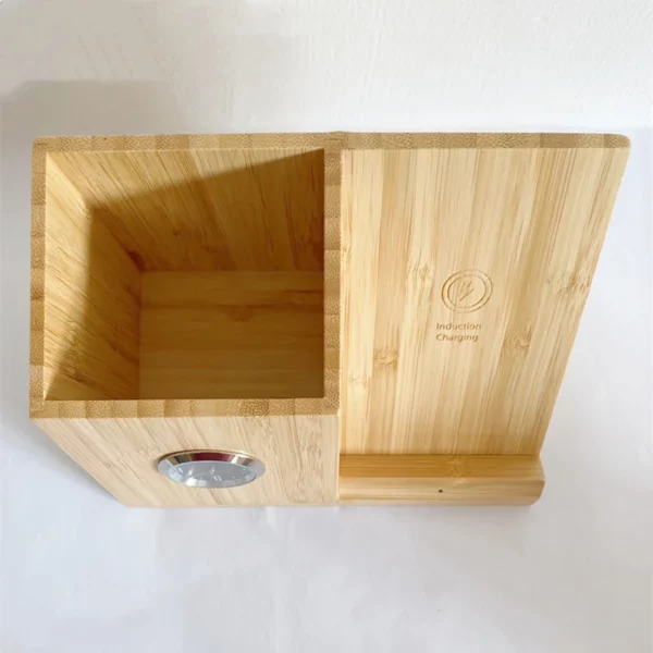 Wood wireless charger pen holder with clock - Image 10