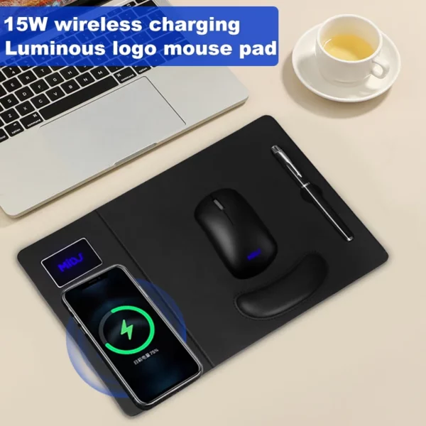 Wireless charge mouse pd with light up logo - Image 4