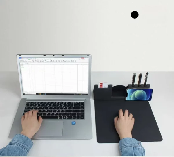 Wireless charge mouse pad with pen slots - Image 2