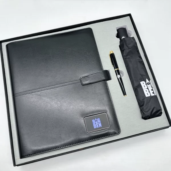 A4 power bank notebook with light up logo gift set 3 in 1