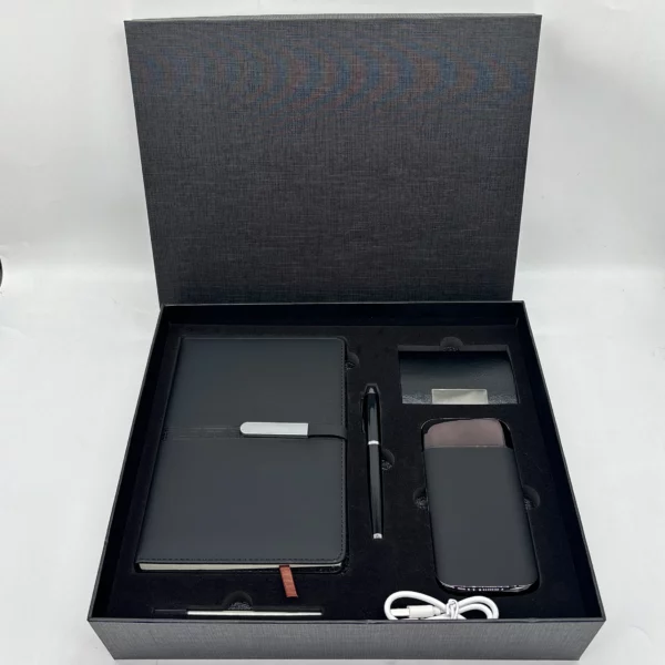 Green color power bank notebook cardholder pen gift set 4 in 1 - Image 5