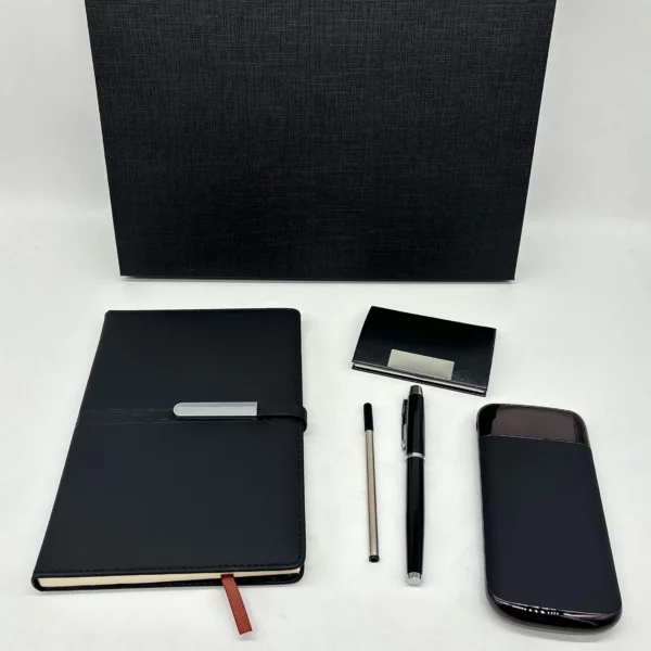 Green color power bank notebook cardholder pen gift set 4 in 1 - Image 9