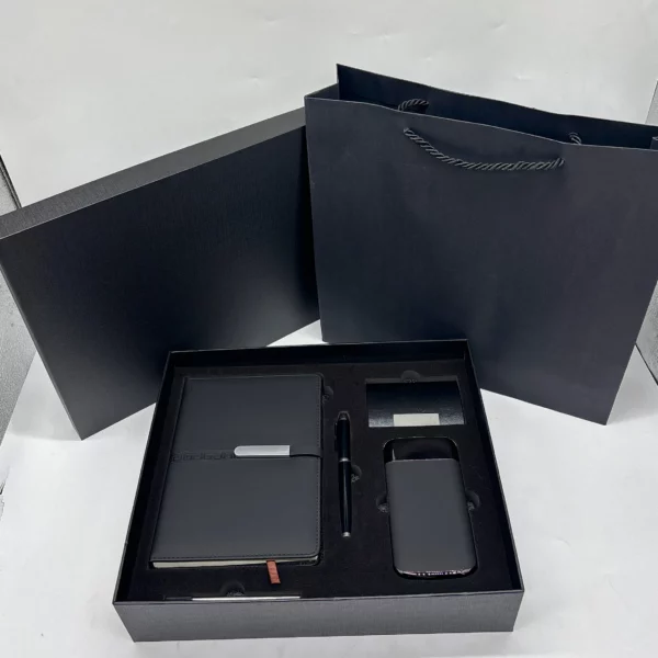 Green color power bank notebook cardholder pen gift set 4 in 1 - Image 2