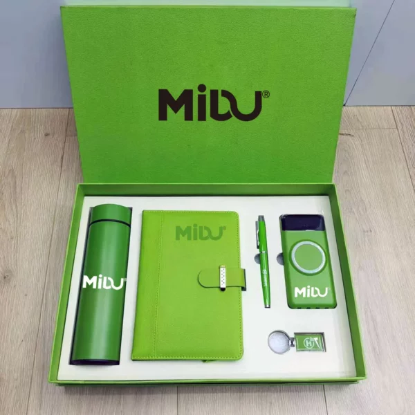 Green color power bank gift set 5 in 1 - Image 5
