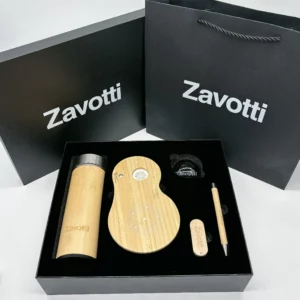 Luxury Wood Smart Bottle (Temp Display), 3D Logo Wireless Charger, U flash drive & Pen Executive Gift Set with Box & Bag (Copy)