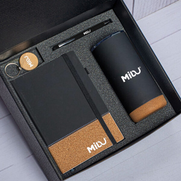 Eco-friendly Gift Set: A5 Notebook,stainless bottl, Keychain & Pen with Box & Bag - Image 2
