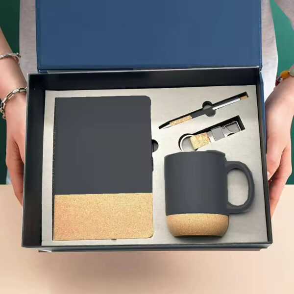 Eco-friendly Gift Set: A5 Notebook, Creamic Mug, Keychain & Pen with Box & Bag - Image 7