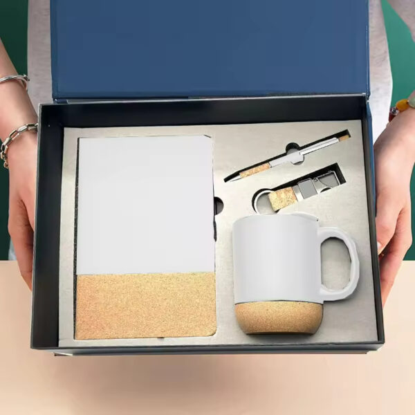 Eco-friendly Gift Set: A5 Notebook, Creamic Mug, Keychain & Pen with Box & Bag - Image 4