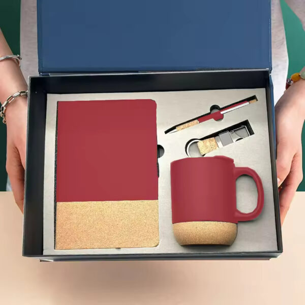 Eco-friendly Gift Set: A5 Notebook, Creamic Mug, Keychain & Pen with Box & Bag - Image 3
