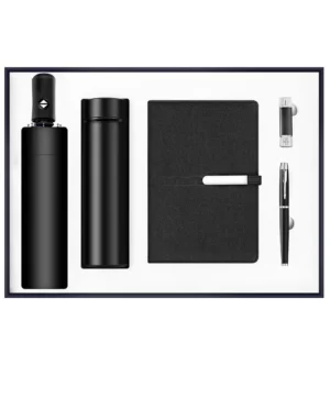High end gift set 5 in 1 umbrella + bottle +pen +USB +notebook gift box and bag support cusotmized