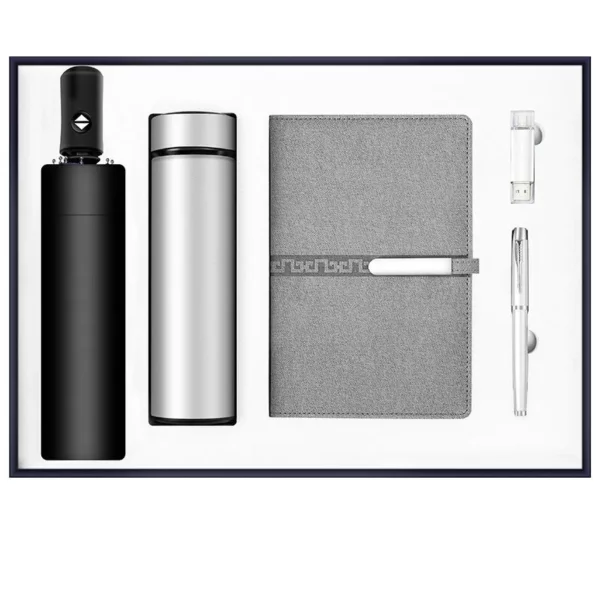 High end gift set 5 in 1 umbrella + bottle +pen +USB +notebook gift box and bag support cusotmized - Image 5