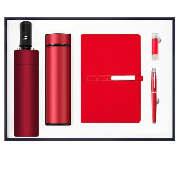 High end gift set 5 in 1 umbrella + bottle +pen +USB +notebook gift box and bag support cusotmized - Image 4