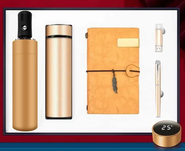 High end gift set 5 in 1 umbrella + bottle +pen +USB +notebook gift box and bag support cusotmized logo - Image 5