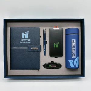 Light up logo low profile power bank and others 5 in 1 gift set