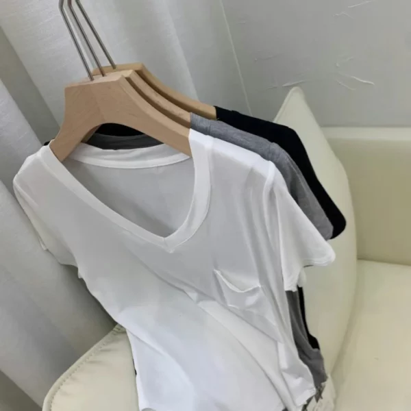 Women T-shirt with pocket cheap promotional gifts logo supported - Image 4