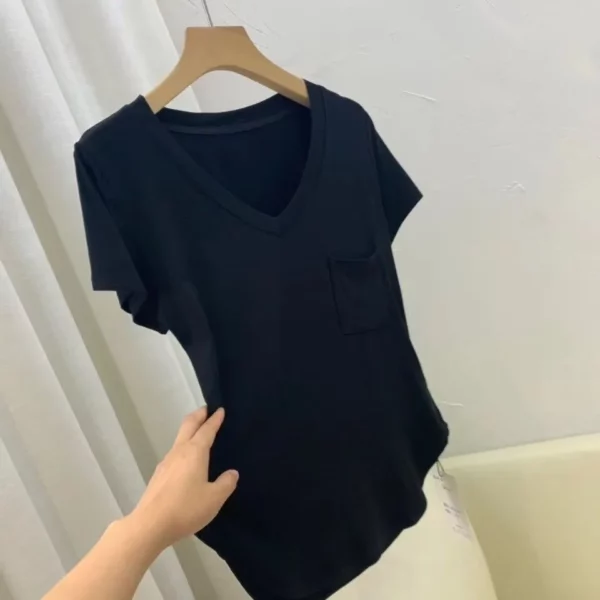 Women T-shirt with pocket cheap promotional gifts logo supported - Image 6